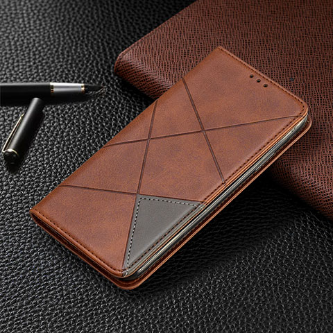 Funda de Cuero Cartera con Soporte Carcasa L10 para Huawei Y6p Marron