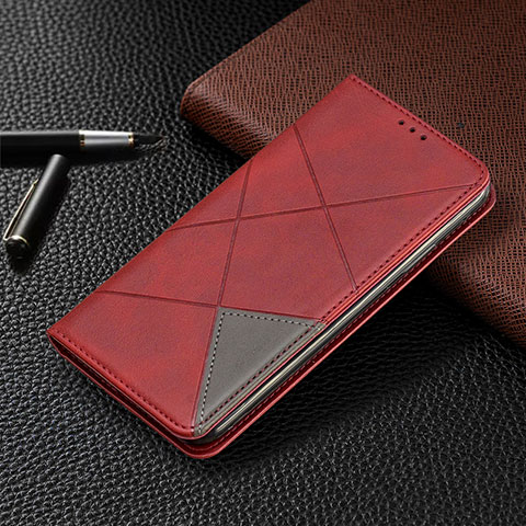 Funda de Cuero Cartera con Soporte Carcasa L10 para Huawei Y6p Rojo