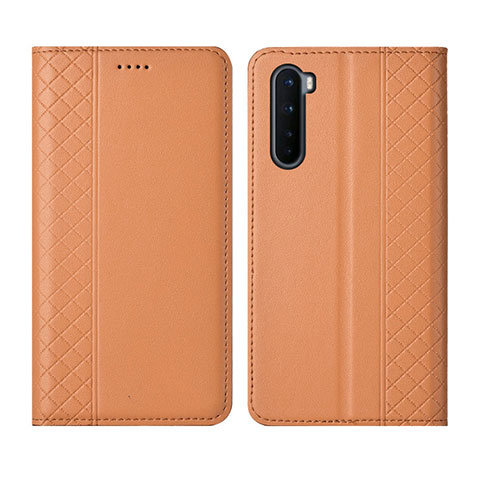 Funda de Cuero Cartera con Soporte Carcasa L10 para OnePlus Nord Naranja