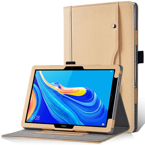 Funda de Cuero Cartera con Soporte Carcasa L12 para Huawei MediaPad M6 10.8 Oro