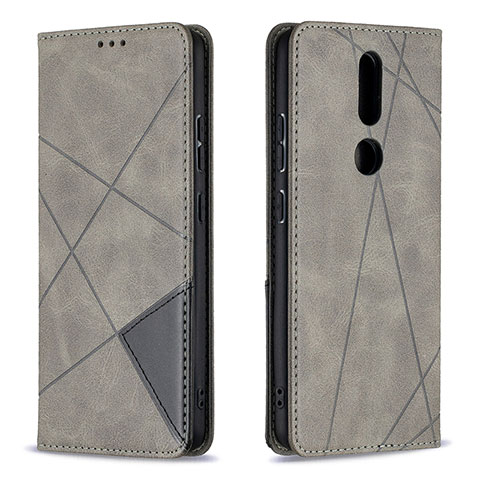 Funda de Cuero Cartera con Soporte Carcasa L12 para Nokia 2.4 Gris