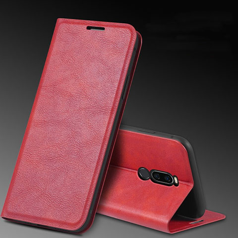 Funda de Cuero Cartera con Soporte Carcasa L12 para Xiaomi Redmi 8 Rojo