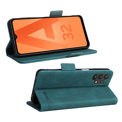 Funda de Cuero Cartera con Soporte Carcasa L12Z para Samsung Galaxy A32 5G Verde