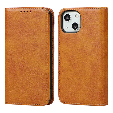 Funda de Cuero Cartera con Soporte Carcasa L14 para Apple iPhone 13 Mini Marron Claro