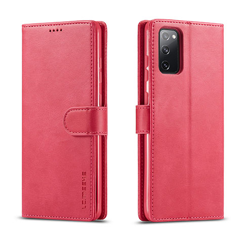 Funda de Cuero Cartera con Soporte Carcasa LC1 para Samsung Galaxy M52 5G Rosa Roja