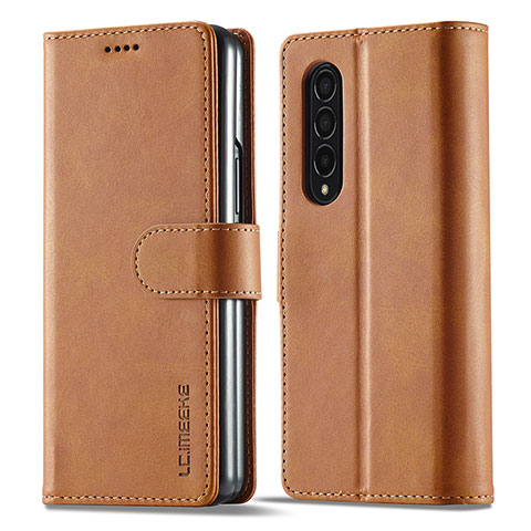 Funda de Cuero Cartera con Soporte Carcasa LC1 para Samsung Galaxy Z Fold4 5G Marron Claro