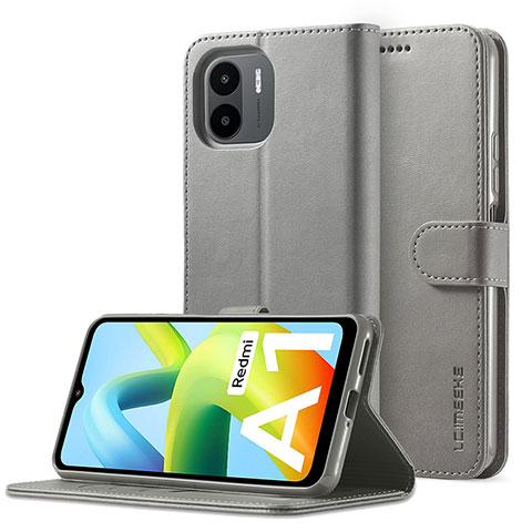 Funda de Cuero Cartera con Soporte Carcasa LC2 para Xiaomi Redmi A1 Gris