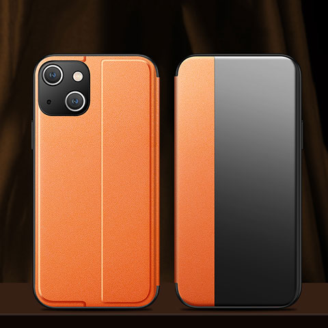 Funda de Cuero Cartera con Soporte Carcasa M02 para Apple iPhone 13 Mini Naranja