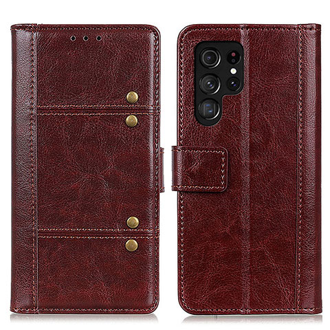 Funda de Cuero Cartera con Soporte Carcasa M06L para Samsung Galaxy S21 Ultra 5G Marron
