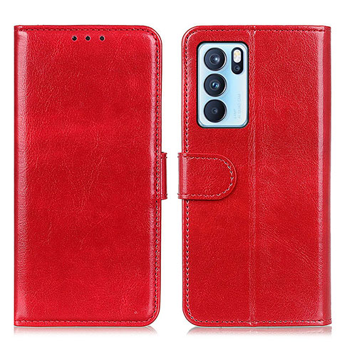 Funda de Cuero Cartera con Soporte Carcasa M07L para Oppo Reno6 Pro 5G India Rojo