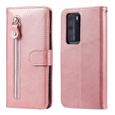 Funda de Cuero Cartera con Soporte Carcasa N01 para Huawei P40 Pro Oro Rosa