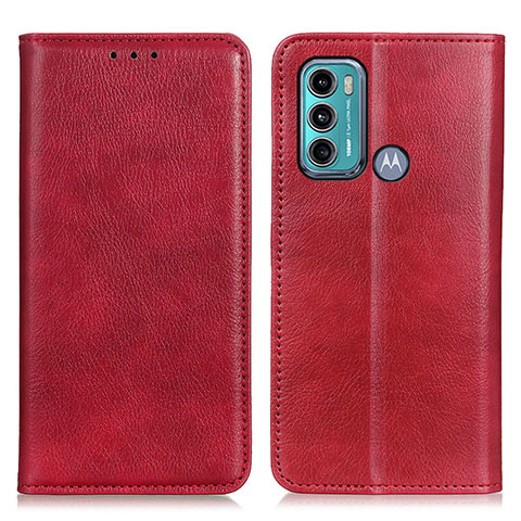 Funda de Cuero Cartera con Soporte Carcasa N01P para Motorola Moto G60 Rojo