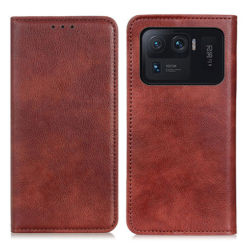 Funda de Cuero Cartera con Soporte Carcasa N01P para Xiaomi Mi 11 Ultra 5G Marron