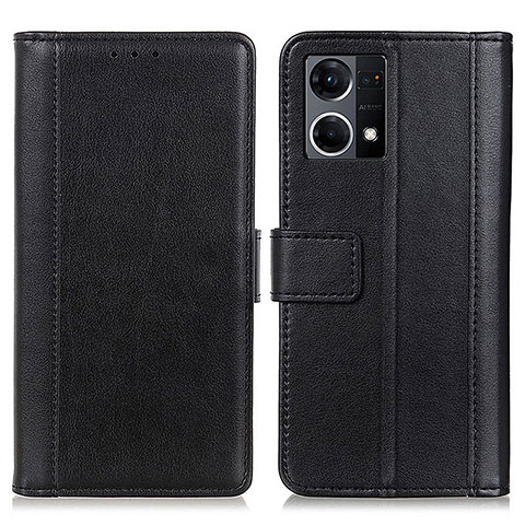 Funda de Cuero Cartera con Soporte Carcasa N02P para Oppo Reno7 4G Negro