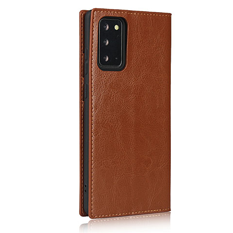 Funda de Cuero Cartera con Soporte Carcasa N04 para Samsung Galaxy Note 20 5G Marron Claro