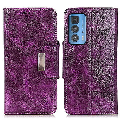 Funda de Cuero Cartera con Soporte Carcasa N04P para Motorola Moto Edge 20 Pro 5G Morado