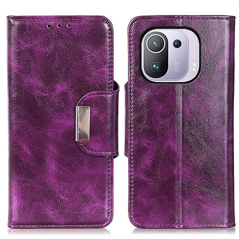 Funda de Cuero Cartera con Soporte Carcasa N04P para Xiaomi Mi 11 Pro 5G Morado