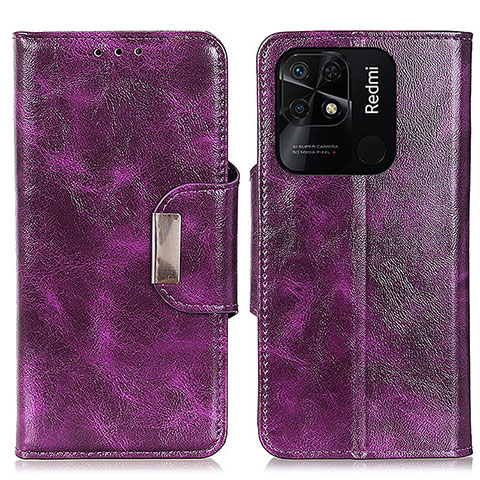 Funda de Cuero Cartera con Soporte Carcasa N04P para Xiaomi Redmi 10 India Morado