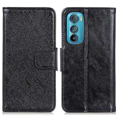 Funda de Cuero Cartera con Soporte Carcasa N05P para Motorola Moto Edge 30 5G Negro