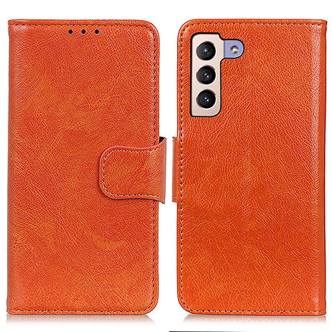 Funda de Cuero Cartera con Soporte Carcasa N05P para Samsung Galaxy S21 Plus 5G Naranja