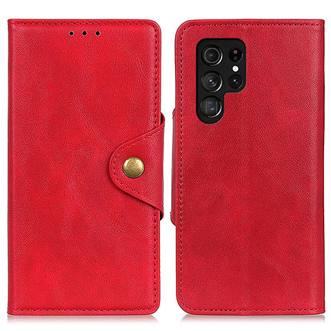 Funda de Cuero Cartera con Soporte Carcasa N06P para Samsung Galaxy S22 Ultra 5G Rojo