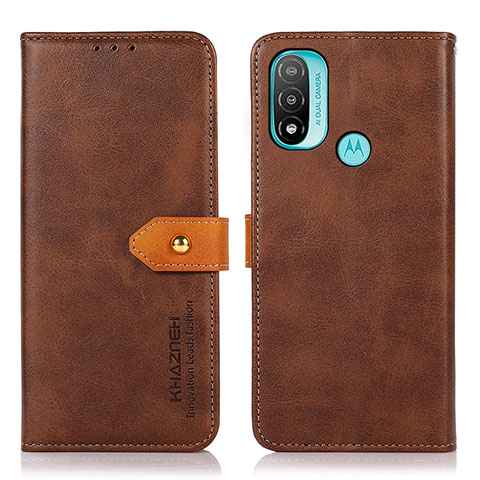 Funda de Cuero Cartera con Soporte Carcasa N07P para Motorola Moto E30 Marron