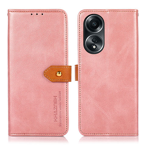 Funda de Cuero Cartera con Soporte Carcasa N07P para Oppo A78 5G Rosa