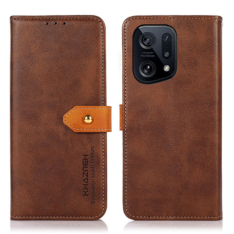 Funda de Cuero Cartera con Soporte Carcasa N07P para Oppo Find X5 5G Marron