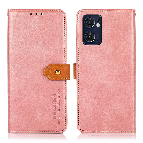 Funda de Cuero Cartera con Soporte Carcasa N07P para Oppo Reno7 5G Rosa