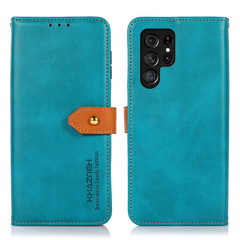 Funda de Cuero Cartera con Soporte Carcasa N07P para Samsung Galaxy S22 Ultra 5G Cian