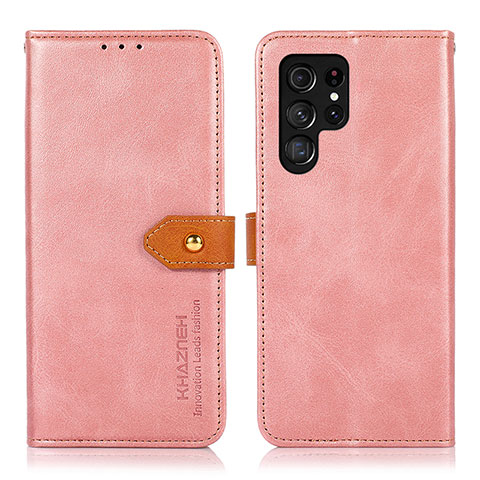 Funda de Cuero Cartera con Soporte Carcasa N07P para Samsung Galaxy S23 Ultra 5G Rosa