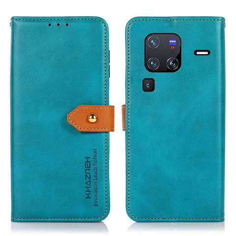 Funda de Cuero Cartera con Soporte Carcasa N07P para Vivo X80 Pro 5G Cian