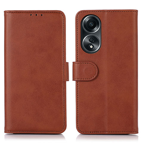 Funda de Cuero Cartera con Soporte Carcasa N08P para Oppo A58 5G Marron