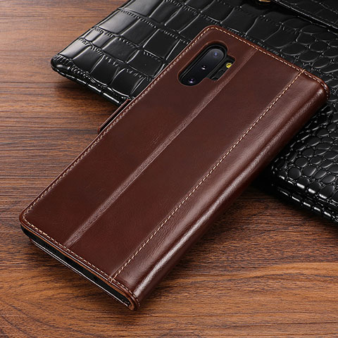 Funda de Cuero Cartera con Soporte Carcasa P01 para Samsung Galaxy Note 10 Plus 5G Marron