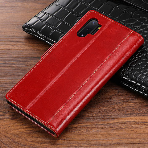 Funda de Cuero Cartera con Soporte Carcasa P01 para Samsung Galaxy Note 10 Plus 5G Rojo