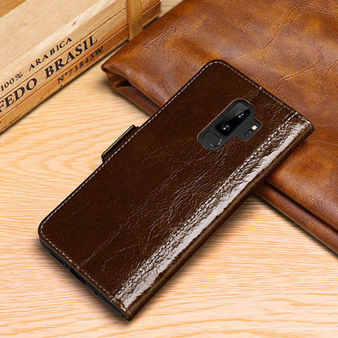 Funda de Cuero Cartera con Soporte Carcasa P01 para Samsung Galaxy S9 Plus Marron