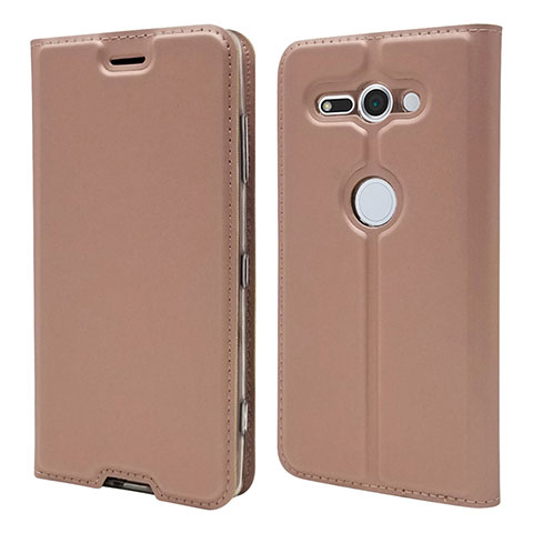 Funda de Cuero Cartera con Soporte Carcasa P01 para Sony Xperia XZ2 Compact Oro Rosa