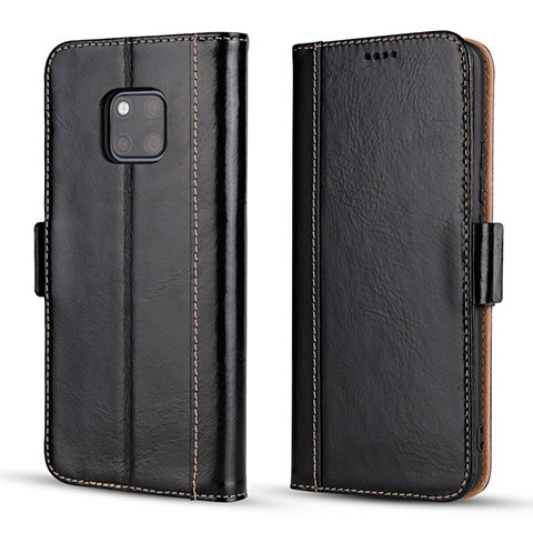 Funda de Cuero Cartera con Soporte Carcasa P03 para Huawei Mate 20 Pro Negro