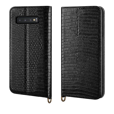 Funda de Cuero Cartera con Soporte Carcasa P04 para Samsung Galaxy S10 5G Negro