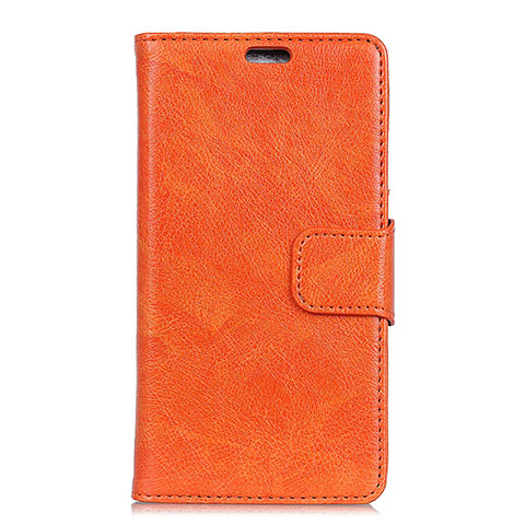 Funda de Cuero Cartera con Soporte Carcasa para Alcatel 7 Naranja