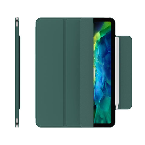 Funda de Cuero Cartera con Soporte Carcasa para Apple iPad Pro 11 (2020) Verde