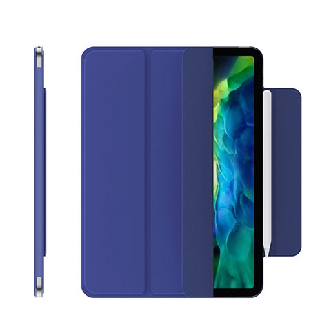 Funda de Cuero Cartera con Soporte Carcasa para Apple iPad Pro 12.9 (2020) Azul