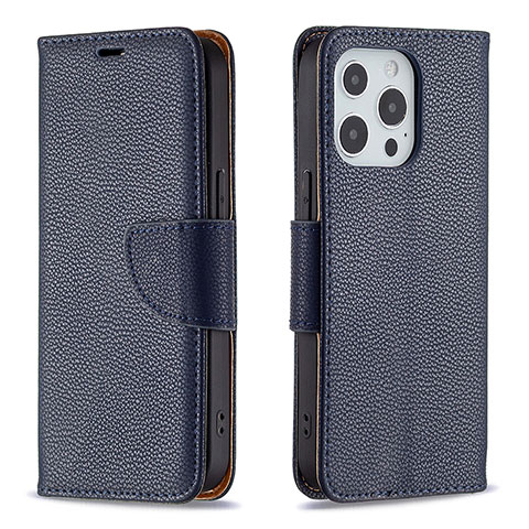 Funda de Cuero Cartera con Soporte Carcasa para Apple iPhone 13 Pro Azul Real