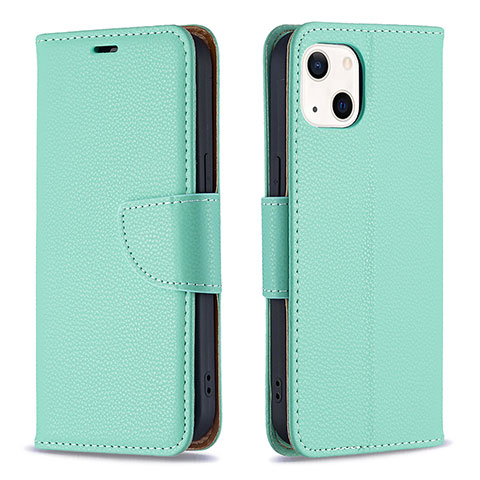 Funda de Cuero Cartera con Soporte Carcasa para Apple iPhone 14 Plus Cian