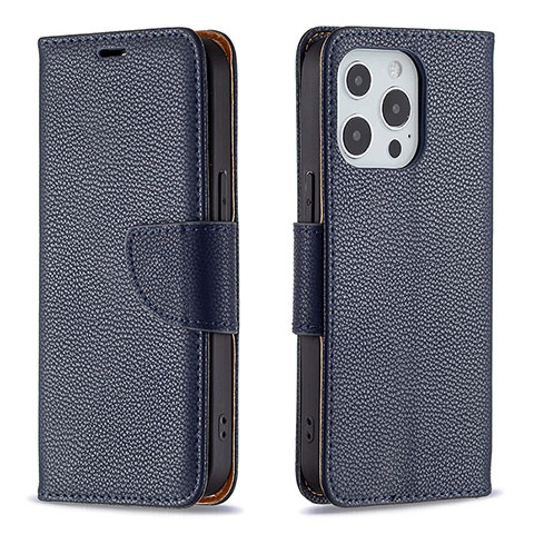 Funda de Cuero Cartera con Soporte Carcasa para Apple iPhone 14 Pro Azul Real