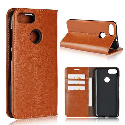 Funda de Cuero Cartera con Soporte Carcasa para Asus Zenfone Max Plus M1 ZB570TL Naranja