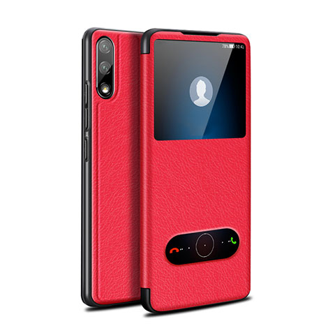 Funda de Cuero Cartera con Soporte Carcasa para Huawei Enjoy 10 Rojo