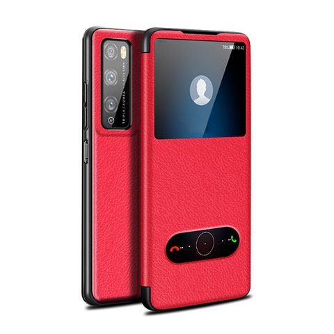 Funda de Cuero Cartera con Soporte Carcasa para Huawei Enjoy 20 Pro 5G Rojo