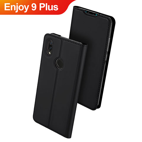 Funda de Cuero Cartera con Soporte Carcasa para Huawei Enjoy 9 Plus Negro