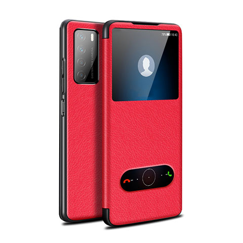 Funda de Cuero Cartera con Soporte Carcasa para Huawei Honor Play4 5G Rojo